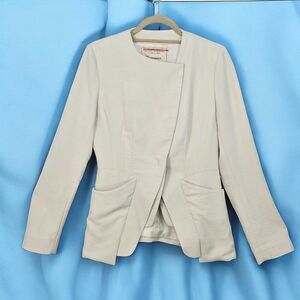 Cartonnier Anthropologie Jacket Woman 4 Cream Asymmetric Collarless Textured